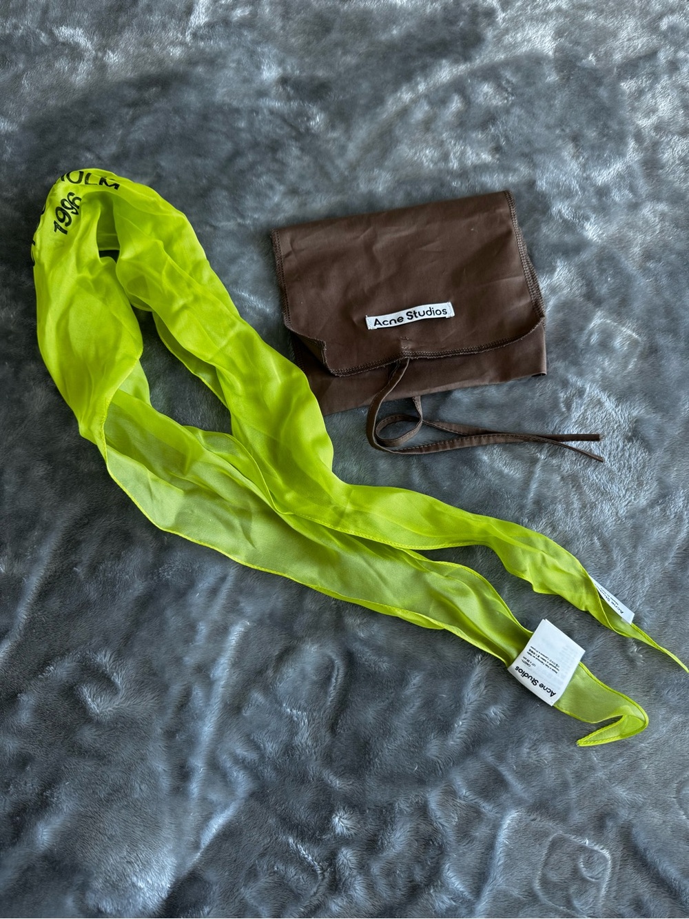 Acne Studios Neon Lime Silk Scarf